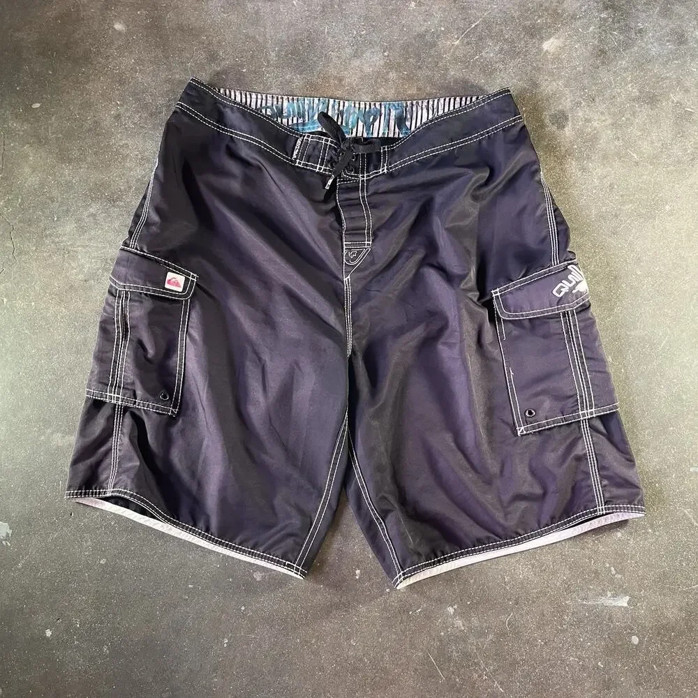 Vintage Black Quiksilver Triple Stitched Board Shorts Men’s 34-35
